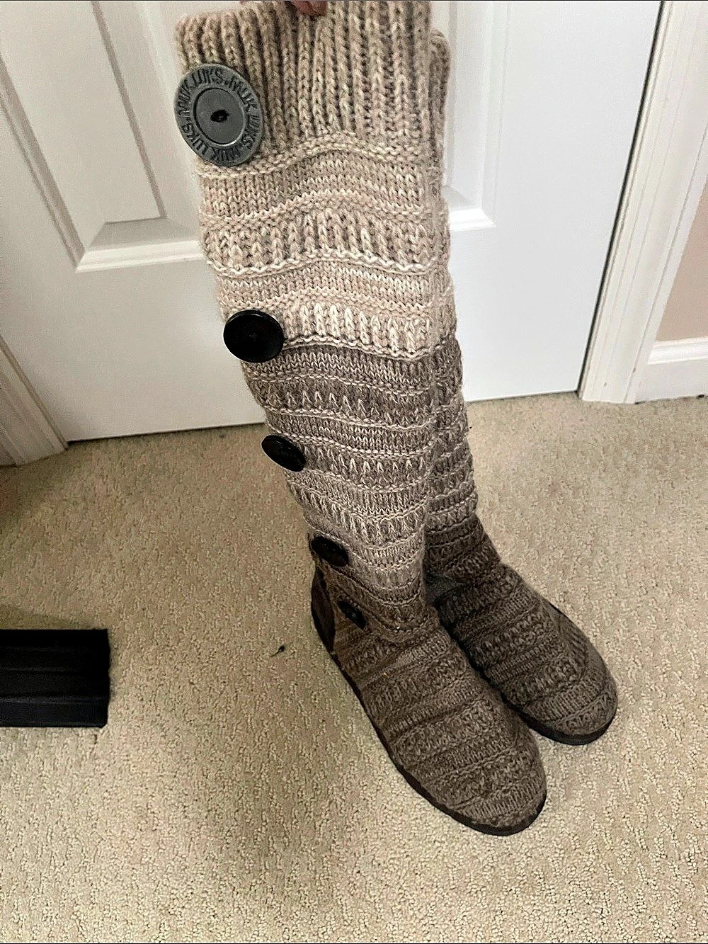 Muk Luks Knit Button Winter Boots in Brown